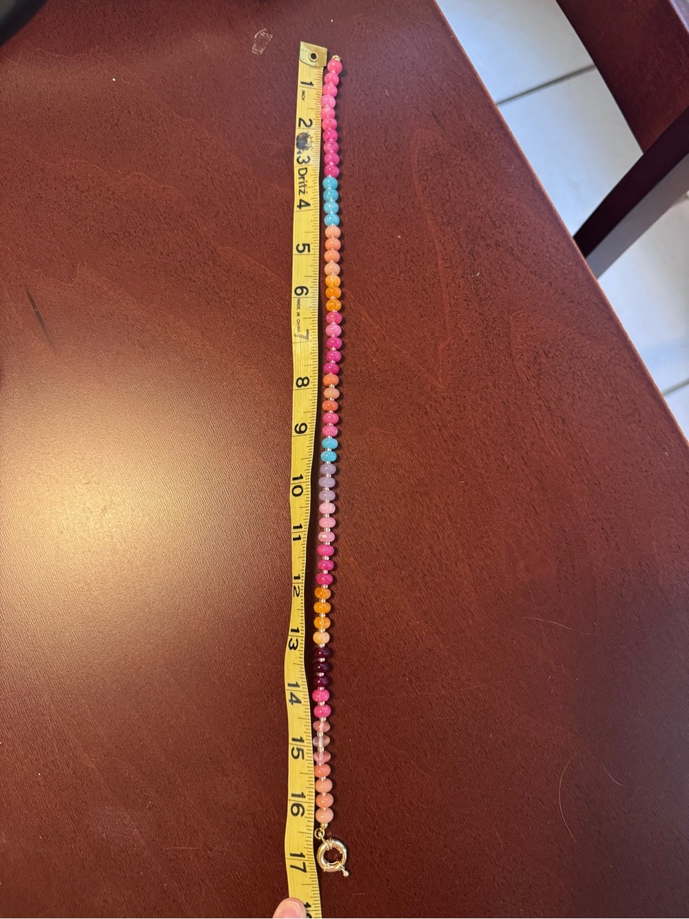 Colorful Multistone Bead Necklace with Gold Clasp - Picture 4 of 5
